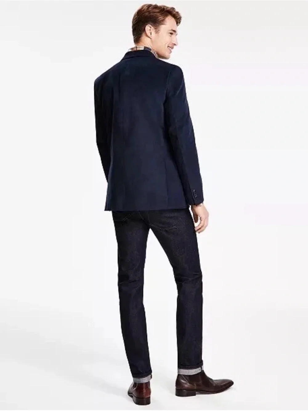 Tommy Hilfiger Navy Corduroy Sport Coat Two-button front w/notch lapel Size 44R